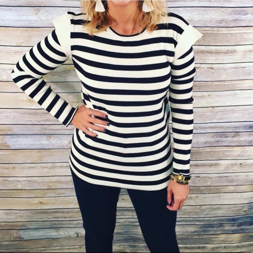 Black and white top with ruffles